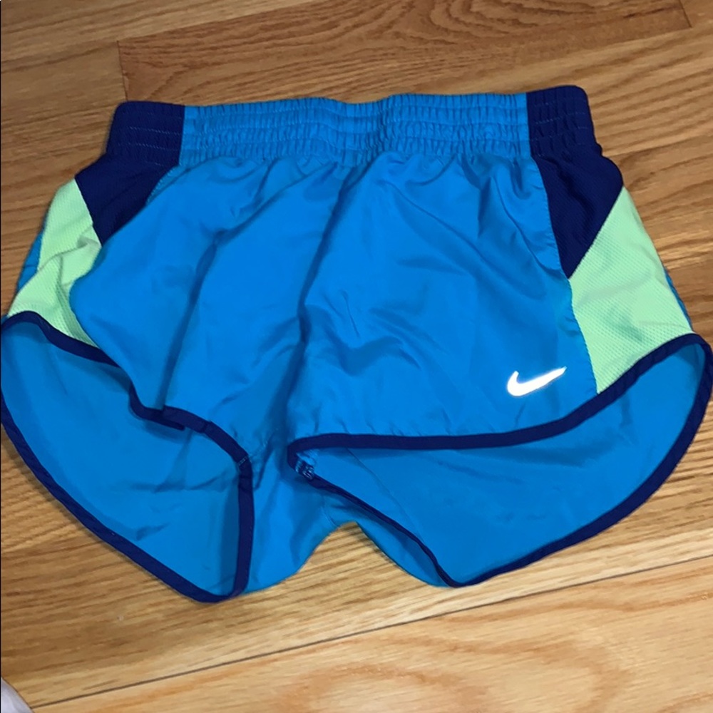 Blue and green Nike running sorts xs women’s